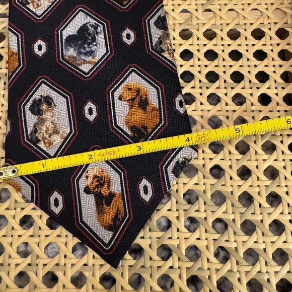 Men's Silk 60" Dog Print Necktie Best Friends by Ruth Maystead Foulard Tie - Picture 5 of 8